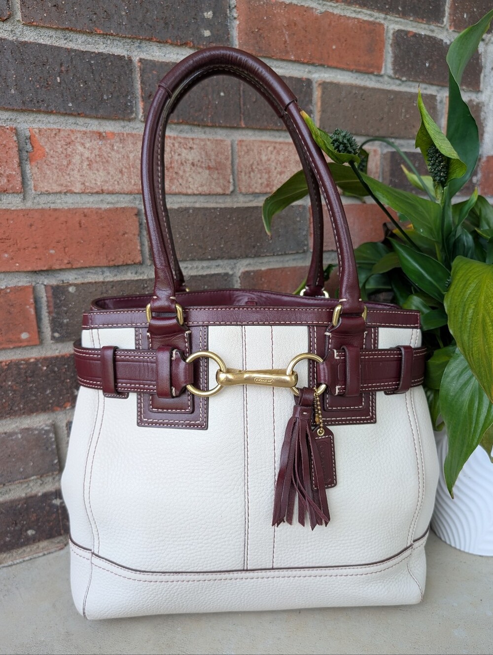 ❤️ Vintage Y2K Coach Hamptons #10214 Genuine Pebble Leather Shoulder Satchel Bag